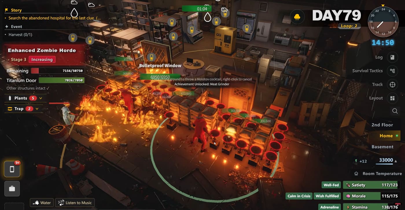 Day 79 molotov defense and Meat Grinder unlock