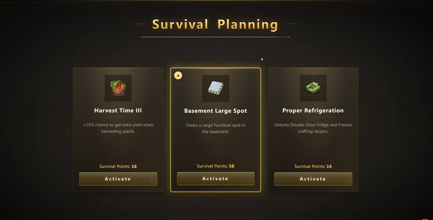 Later Survival Planning: Harvest Time III, Basement Large Spot, Proper Refrigeration